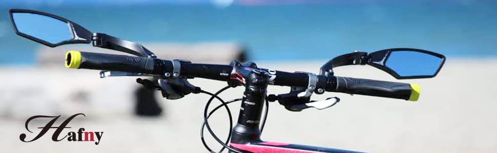 Hafny New Handlebar Bike Mirror HD Blast-Resistant Safe Crystal Clear Glass Mirror Adjustable Rotatable Bicycle Mirror Rearview Mirror for Bicycle HF-MR095