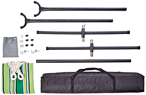 Amazon Basics Double Hammock with 9-Foot Space Saving Steel Stand and Carrying Case 450 lb Capacity Vigor Green 110x47x43 inches