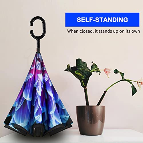 MRTLLOA 40/49/56 Inch Oversize Windproof Inverted Reverse Upside Down Umbrella Golf Size Rain Umbrella Double Layer C-Shaped Handle for Men Women and Kids (Orchid 49 Inch)