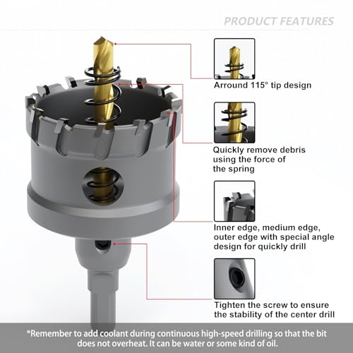 GSTK Upgraded 26 PCS Heavy Duty Carbide Hole Saw Set Metal Steel Drill Bit TCT Cutter 24 Saws with 2*Extra Pilot Center Drills Ideal for Metal Iron Stainless (1/2''- 3-15/16'')-26PCS