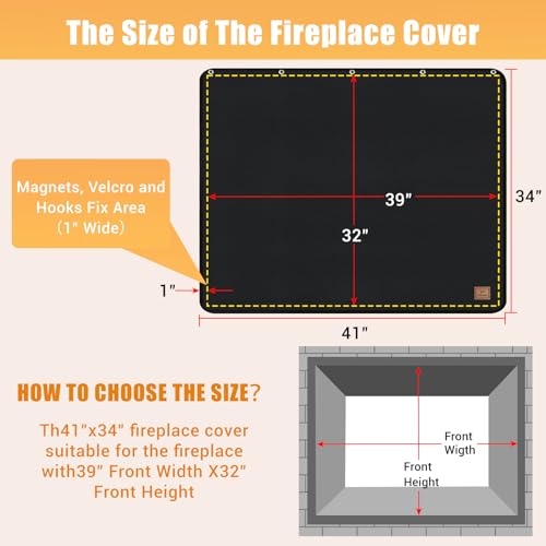 Protalwell Fireplace Cover Fireplace Insulation Draft Blocker Fireproof Fireplace Blanket For Heat Loss Fireplace Flue Blocker Fireplace Cold Air Blocker(32\" W x 30\" H)