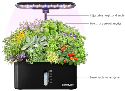 Hydroponics Growing System Indoor Garden: Herb Garden Kit Indoor with LED Grow Light Quiet Smart Water Pump Automatic Timer Healthy Fresh Herbs Vegetables - Hydroponic Planter for Home Kitchen Office
