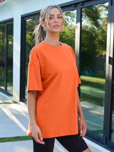 Trendy Queen Womens Fashion Workout T Shirts Athletic Plus Size Tops Summer Trendy Clothes Orange L