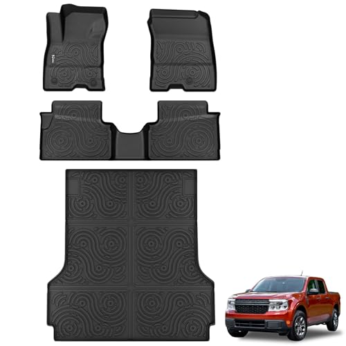 KARPAL Floor Mats Fit Ford Maverick Hybrid 2022-2024 2025 Custom Fit TPE All Weather Floor Liners 1st & 2nd Row Maverick Car Mats & Truck Bed Mat Full Set Maverick Hybrid Accessories (4 PCS)