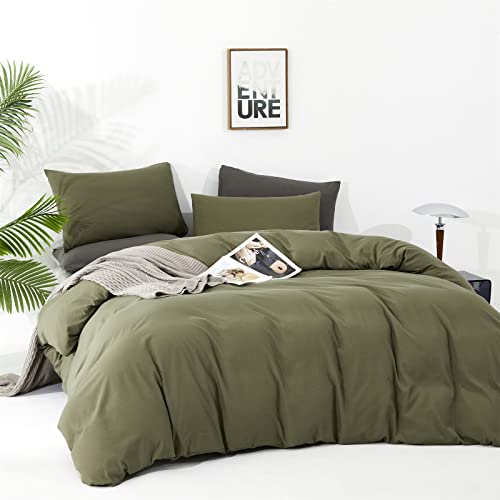Luxlovery Olive Green Comforter Set Twin Army Green Bedding Comforter Set Solid Green Blanket Quilts Modern Soft Breathable Minimalist Moder Dark Green Comforters Set