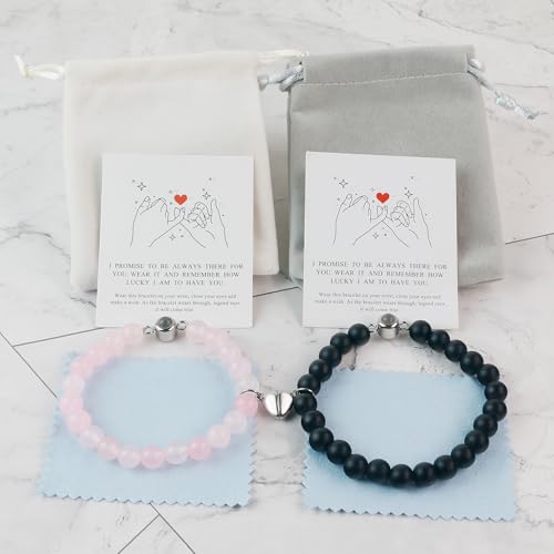 SmileBelle Couples Bracelets I Love You 100 Languages Magnetic Heart Bracelets for Couples Gifts Matching Couple Bracelets as Christmas Birthday Gifts for Boyfriend and Girlfriend Bf Bracelets for Him