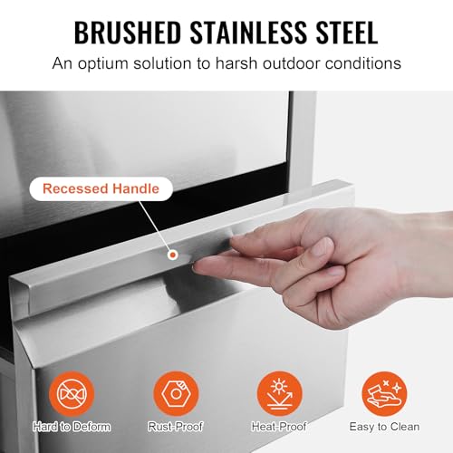 Mophorn Outdoor Kitchen Drawers 14.7\" W x 25.4\" H x 18.7\" D Box Frame Style Flush Mount BBQ Drawers with Stainless Steel Handle BBQ Island Drawers for Outdoor Kitchens or Patio Grill Station