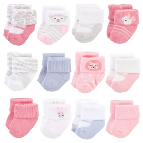 Hudson Baby Cotton Rich Newborn and Terry Socks Girl Safari