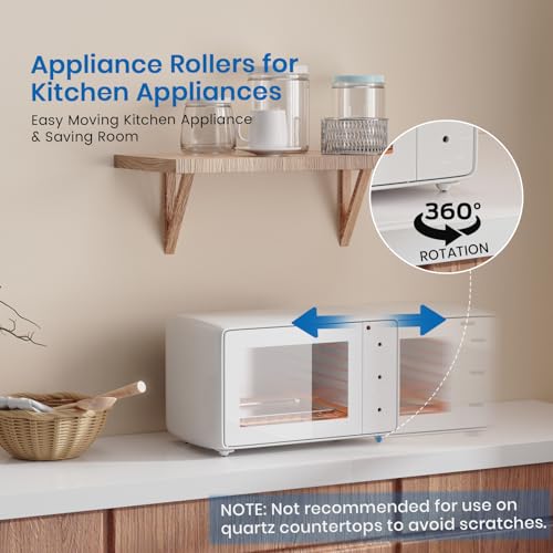 Self Adhesive Caster Wheels Appliance Rollers for Kitchen Appliances 360° Swivel Mini Universal Wheel Roller Casters Sticky Pulley for Trash Can Storage Box Small Furniture (White - 16 Pcs)