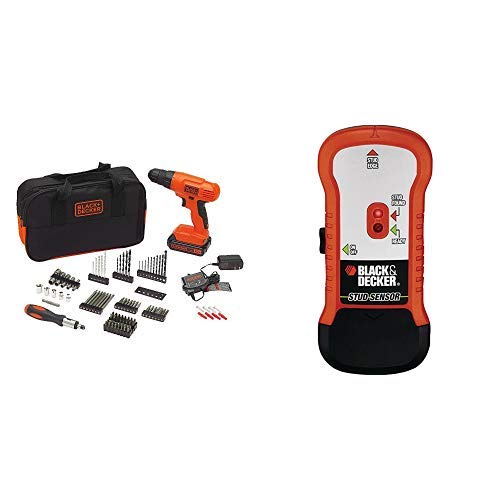 BLACK+DECKER 20V MAX Drill & Drill Bit Set 100 Piece (BDC120VA100) with BLACK+DECKER SF100 Wood Stud Finder