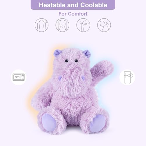 SuzziPals Warmable Hippo Stuffed Animals Microwave Heating Pads for Cramps Pain & Stress Relief Heatable & Coolable Hippopotamus Plush Cute Plushies Hippo Toy Hippo Gifts