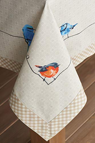 Maison d' Hermine 60"x120" Rectangle Tablecloth - Elegant Birdies On Wire Pattern