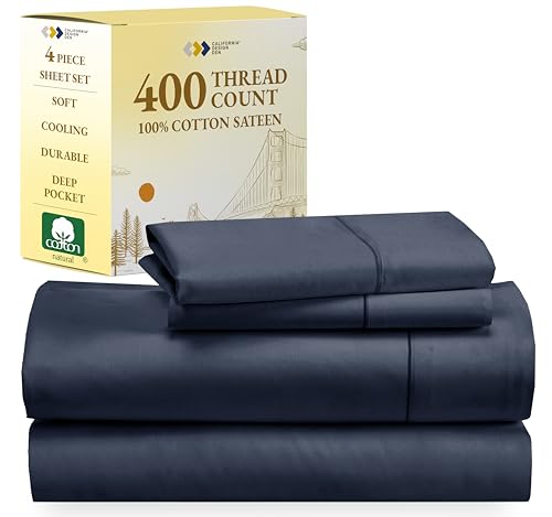 California Design Den 400 Thread Count Queen Sheet Set for Comfortable Sleep