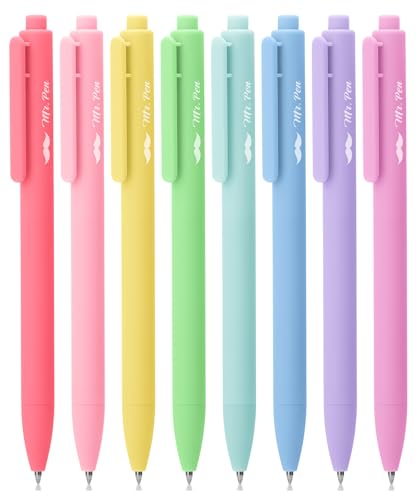 Mr. Pen- Retractable Gel Pens 8 Pack Pastel Ink Gel Pens Gel Pens Fine Point 0.7mm Retractable Pens Cute Pens Gel Ink Pens Aesthetic Pens for Journaling Fine Tip Pens