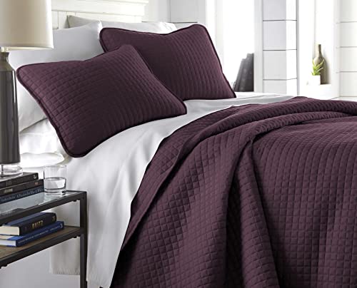 Purple King Quilt Set, Soft Microfiber