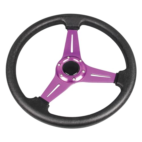 YEHICY Auto Racing Flat Steering Wheel with Purple Spokes 350mm 13.8”6 Bolts Grip Vinyl Leather Universal Simulation Game Steering Wheel For Logitech G29 G920 G923