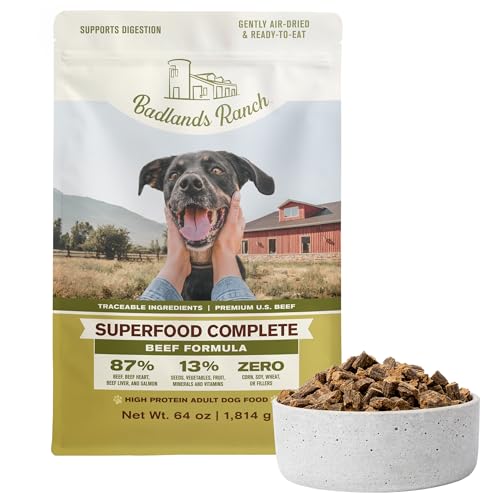 BADLANDS RANCH - Superfood Complete Air-Dried Adult Dog Food - High Protein Zero Fillers Superfood Nutrition by Katherine Heigl (64 oz. Beef Formula)