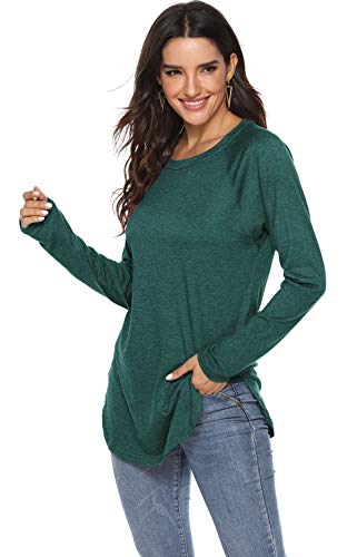 Newchoice Womens Tops Batwing Sleeve Fahsion Crewneck Flare Dressy Tunic Blouses (M Green)