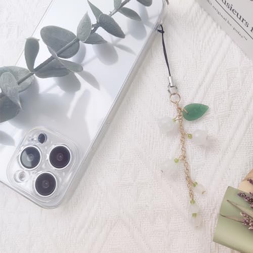 cioatu 1-4PCS Cute Phone Charms Aesthetic Y2K Cell Phone Charms Strap Pink Strawberry Butterfly Star Phone Charm Y2K Accessories for Phone Bag Keychain Airpods Camera Pendants Decor (Lily of the Valley)