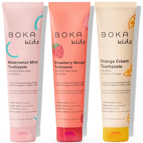 Boka Fluoride Free Toothpaste - Nano Hydroxyapatite Remineralizing & Whitening - Dentist Recommended for Adult Kids - Ela Mint Orange Cream Natural Flavor 4oz 2Pk - US Manufactured