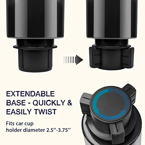 2 Pack Car Cup Holder Expander Organizer Adjustable Base Compatible with Yeti 20/26/30 oz Compatible with Hydro Flasks 32/40oz Other Bottles in 3.4\"-3.8\" (Black)