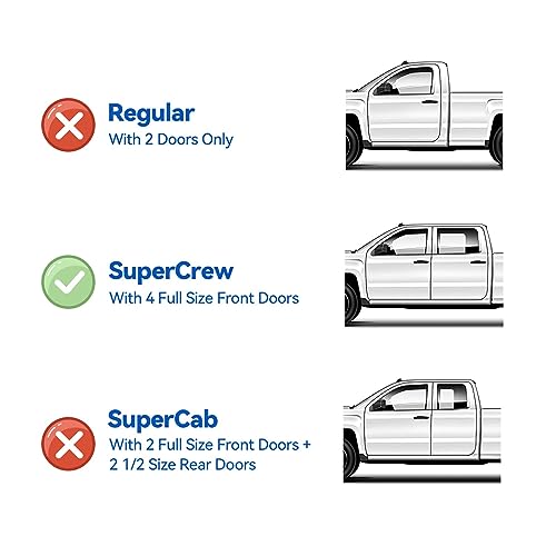 YQAUTEC Window Visors Rain Guards for 1999-2016 Ford F250 F350 F450 F550 Super Duty Window Wind Deflectors Vent Shades for 99-16 F-250 F-350 F-450 F-550 SuperCrew Cab Y047FF25