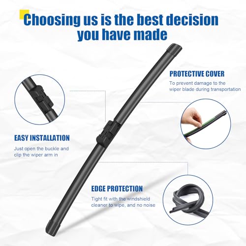 HRSNO 26\"+22\" Windshield Wipers With 12\" Rear Wiper Blade Sets Automotive Replacement for Volkswagen Atlas 2018-2023 Atlas Cross Sport 2020-2023 Easy For Installation (Pack of 3)