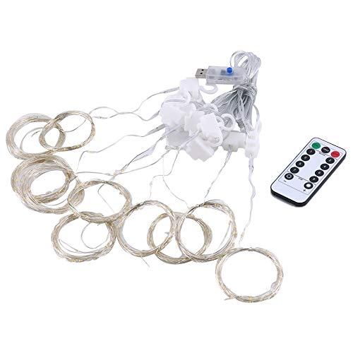 HXWEIYE 300LED Fairy Curtain Light (Upgrade Two Kinds of Light Clips) with Remote 8 Modes Times,9.8x9.8Ft White USB Plug-in Christmas Hanging String Light for Bedroom Parties Walls Windows