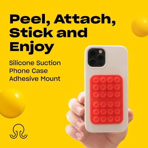 OCTOBUDDY || Silicone Suction Phone Case Adhesive Mount || (iPhone and Android Cellphone case Compatible Hands-Free Mobile Accessory Holder for Selfies and Videos) Fidget Toy (Marigold)