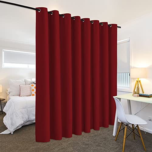 RYB Home Light Block Divider Curtain Extra Wide Room Divider Curtain Separate Wall for Share Apartment/Nursery/Home Theatre/Storage/Studio/Office W 15ft x L 9ft Burgundy Red 1 Panel
