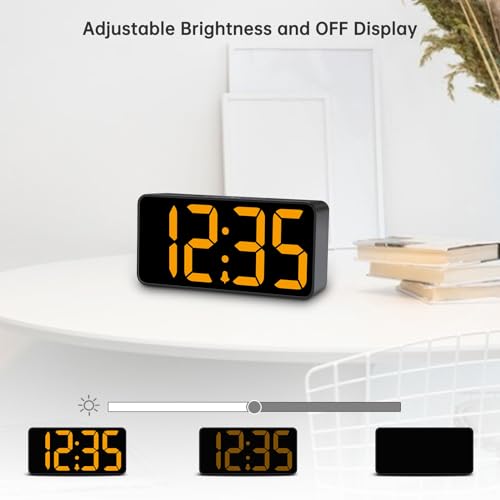 DreamSky Small Digital Alarm Clock for Bedroom Large Big Numbers Display with Brightness Dimmer Electric Bedside Desk Clock with USB Charging Port Adjustable Alarm Volume 12/24Hr Snooze