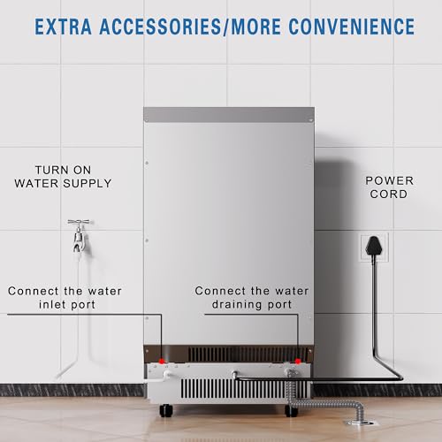 Electactic Ice Maker Commercial Ice Machine 100Lbs/Day Stainless Steel Ice Machine with 48 Lbs Capacity Ideal for Restaurant Bars Home and Offices Includes Scoop Silver