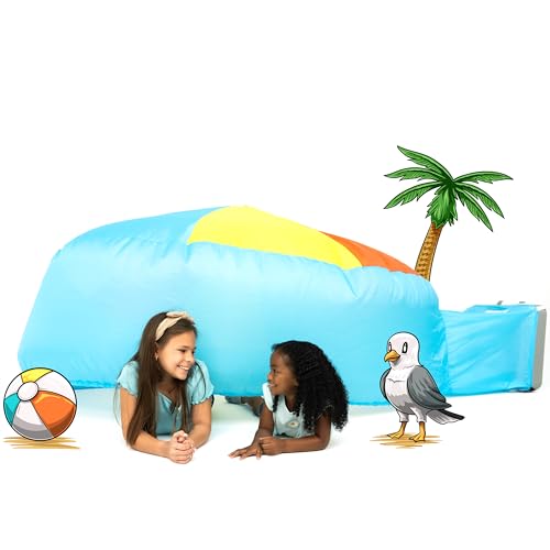 The Original AIR FORT Build A Fort in 30 Seconds Inflatable Fort for Kids (Beach Ball Blue)