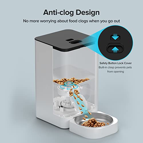 VOLUAS Automatic Cat Feeders Pet Food Dispenser for Dry Food Timed Cat Feeder with Desiccant Bag Programmable Portion Size Control 4 Meals Per Day 10s Voice Recorder