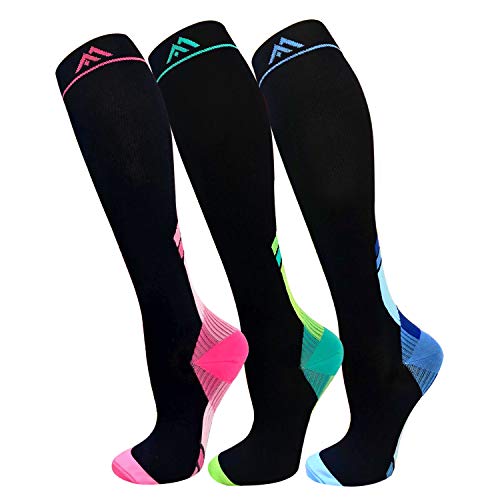 FuelMeFoot 3 Pack Copper Compression Socks - Compression Socks Women & Men Circulation - Best for Medical Running Athletic