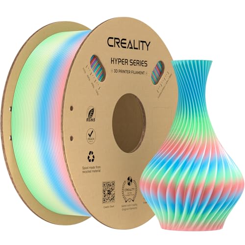 Creality Rainbow PLA for Ender 3 V3 Plus 3D Printer Filament Designed for High Speed 600mm/s 1kg(2.2lbs)/Spool Gradient Rainbow PLA Dimensional Accuracy ± 0.03 mm (Long Gradient)