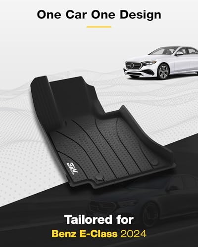 3W Floor Mats Fit for Mercedes Benz E-Class 2024 TPE All Weather Custom Fit Floor Liner for E300 E320 E350 E400 E550 E63 1st&2nd Row Full Set Car Liners Black