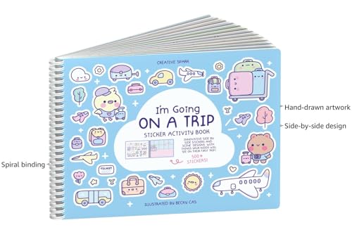 My First Trip Sticker + Coloring Book (500+ Stickers & 12 Scenes) by Cupkin - Side by Side Activity Book Design - Fun Toddler Travel Essential Sticker Books for Kids 2-4 - Great for Older Boys & Girls