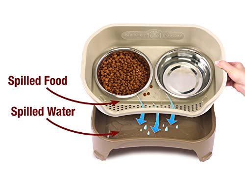 Medium/Large Dog Feeder, 7 Cup Stainless Steel, Elevated, No Spill