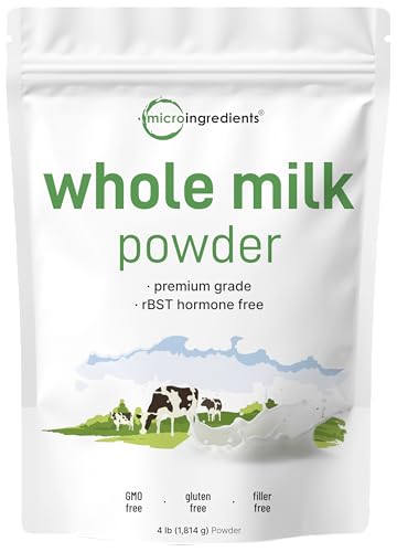 Whole Milk Powder 4lbs | rBST Hormone Free Pasture Raised Source Premium Grade Dry Powdered Form | Great for Baking | Rich in Protein | Non-GMO | Made in USA