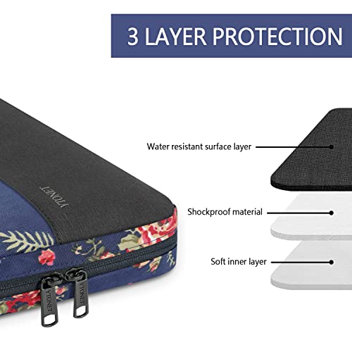 Ytonet Laptop Sleeve Case 15.6 inch Protective Laptop Cover with Handle TSA Water Resistant Computer Carrying Case Compatible with HP Dell Lenovo Asus Notebook Gift for Women Rose Pattern
