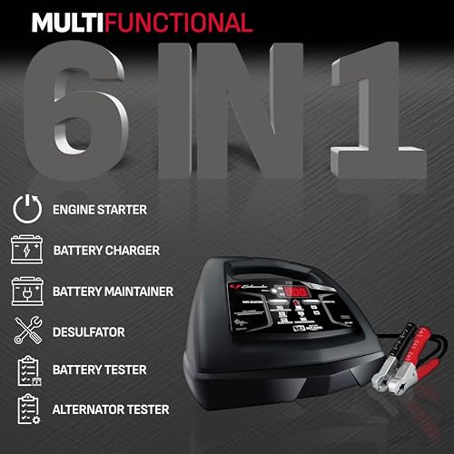 Schumacher Electric Fully Automatic Battery Charger and Engine Starter 6-in-1 SC1307 - 85 Cranking Amps 30 Amp Boost 6 Volt 12 Volt for Motorcycle Power Sport Car Truck and Marine Batteries