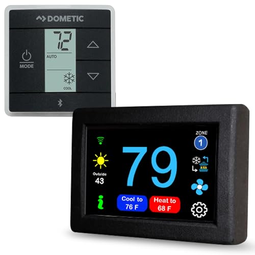 MICRO-AIR EasyTouch Digital WiFi or Bluetooth Thermostat Programmable & Reliable Replacement RV Dometic Thermostat & Outdoor RV Camping RV Heat & AC Air Conditioner Heat Thermostats (351 Black)