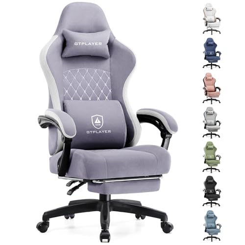GTPLAYER Gaming Chair Computer Office Chair with Pocket Spring Cushion Linkage Armrests and Footrest High Back Ergonomic Computer Chair with Lumbar Support Task Chair with Footrest