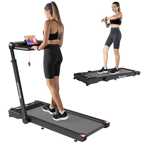 Hccsport Compact Folding Walking Pad Treadmill for Home Office Portable Under Desk Jogging Machine with Incline LED Display Remote Control