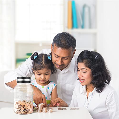 Large Piggy Bank for Boys Adults Vcertcpl Digital Coin Counting Bank with LCD Counter 1.8L Capacity Coin Bank Money Jar for Adults Designed for All US Coins (Silver)