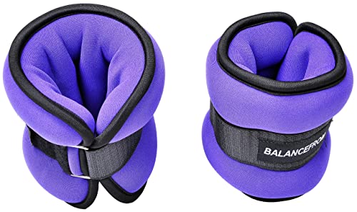 BalanceFrom GoFit Fully Adjustable Ankle Wrist Arm Leg Weights 2.5 lbs Each (5-lb Pair) Purple
