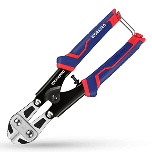 WORKPRO Mini Bolt Cutter 8-inch Spring Loaded Wire Cutters Heavy Duty with Soft Anti-slip Handle Small Bolt Cutter Wire Cable Cutter Spring Snips Clippers (Upgrade Grip)