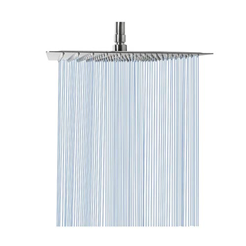 Rain Shower head NearMoon High Flow Stainless Steel Square Rainfall ShowerHead Waterfall Bath Shower Body Covering Ceiling or Wall Mount (12 Inch Brushed Nickel)