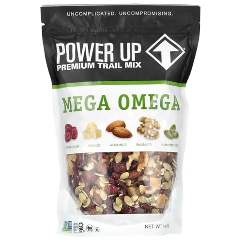 Power Up Premium Trail Mix - Mega Omega Trail Mix 14oz Gluten Free Vegan Non-GMO